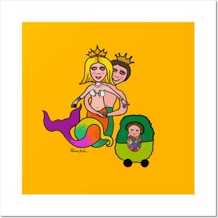 Mermaid Family Posters and Art